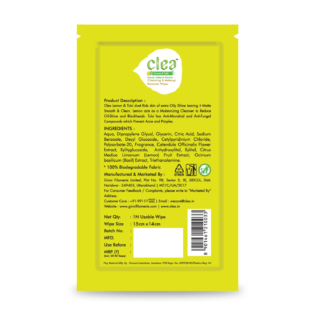 Clea Lemon and Tulsi Cleansing and Makeup Remover Wipes | Pack of 10 Singles - Image 2